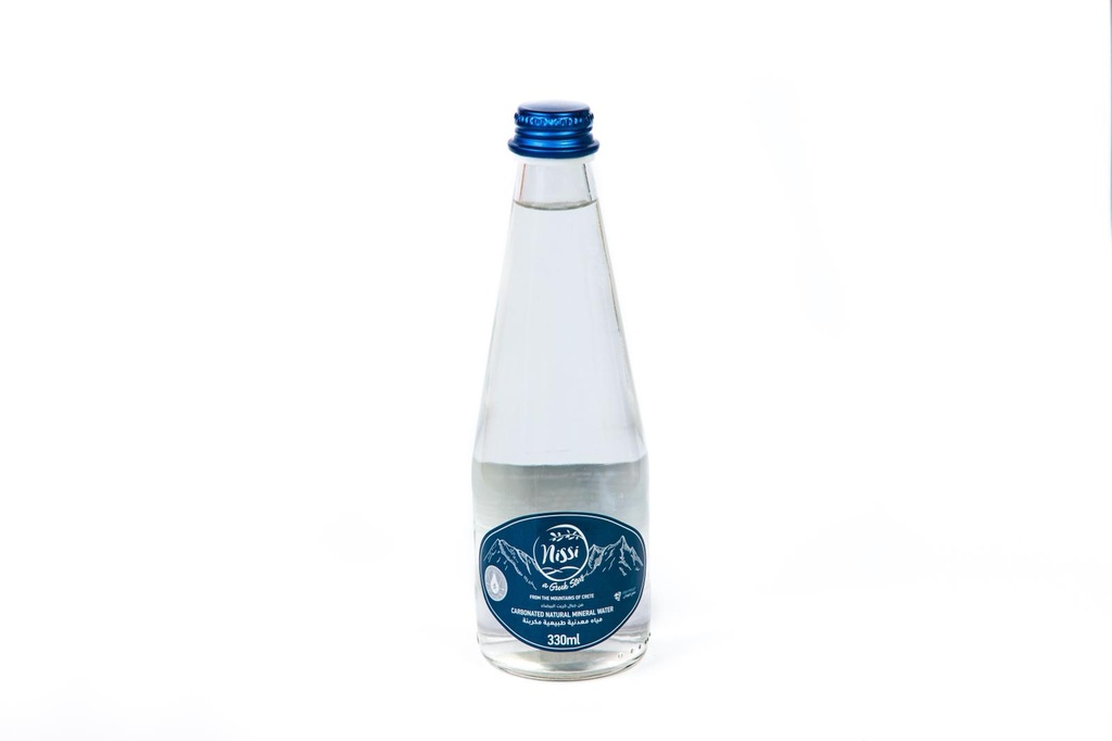 Nissi Greek Mountain Spring Water SPARKLING Glass Bottle 330ml (single piece)