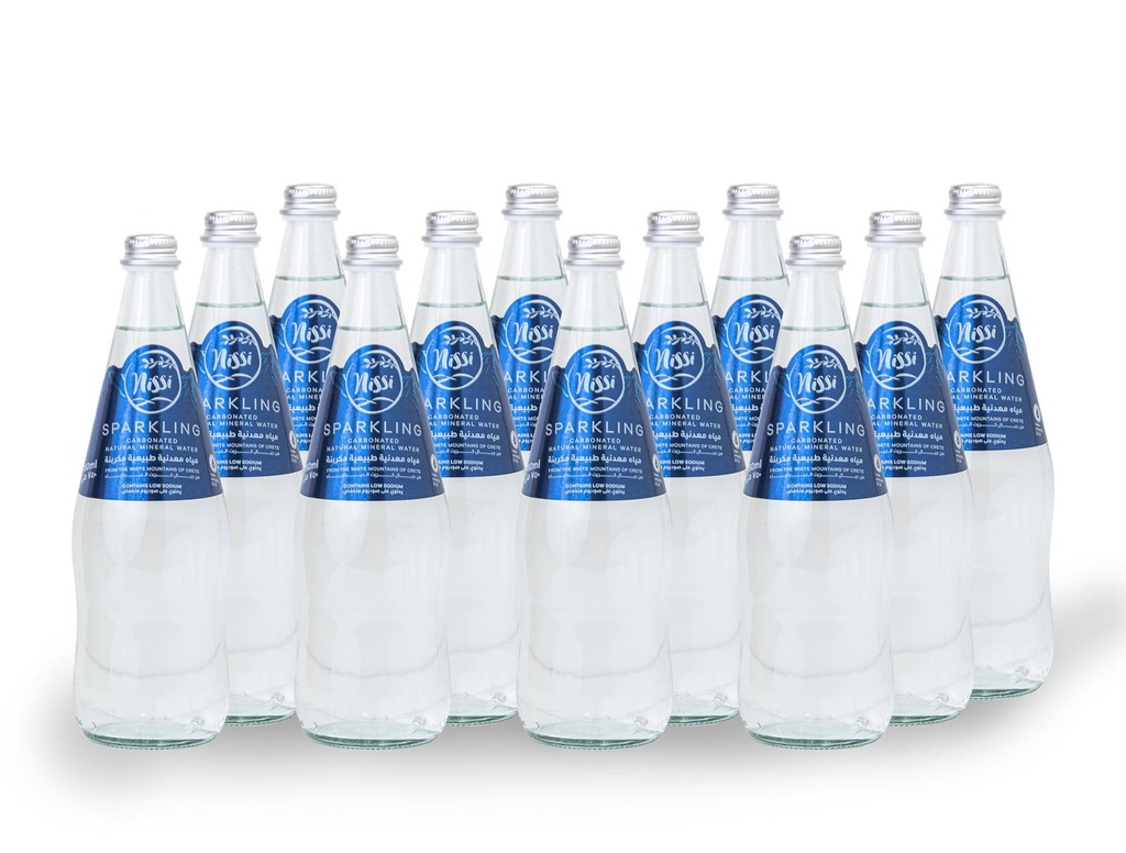 Nissi Greek Mountain Spring Water Sparkling Glass Bottle 750ml (12pc)