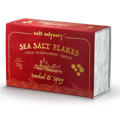 Greek Luxury Organic Sea Salt Flakes Smoked & Spicy 75g