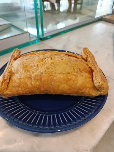 Handmade Puff Pastry Pie with Kaseri Cheese and Hard Cheese